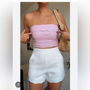 Abercrombie & Fitch lilac linen top with scalloped detail, XS